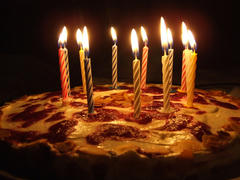 Birthday cake with candles.